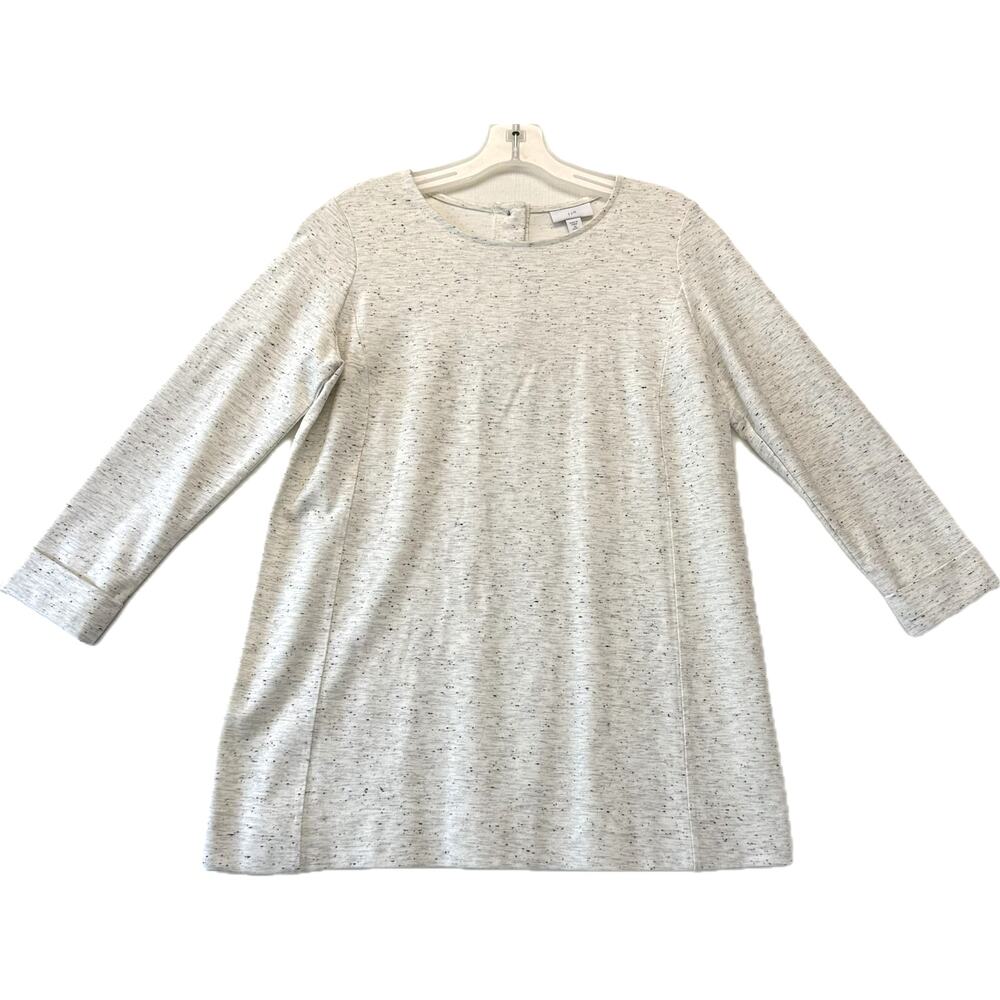 J JILL Ponte Knit Pullover Tunic Women's Size XS Heathered White Black Speckled